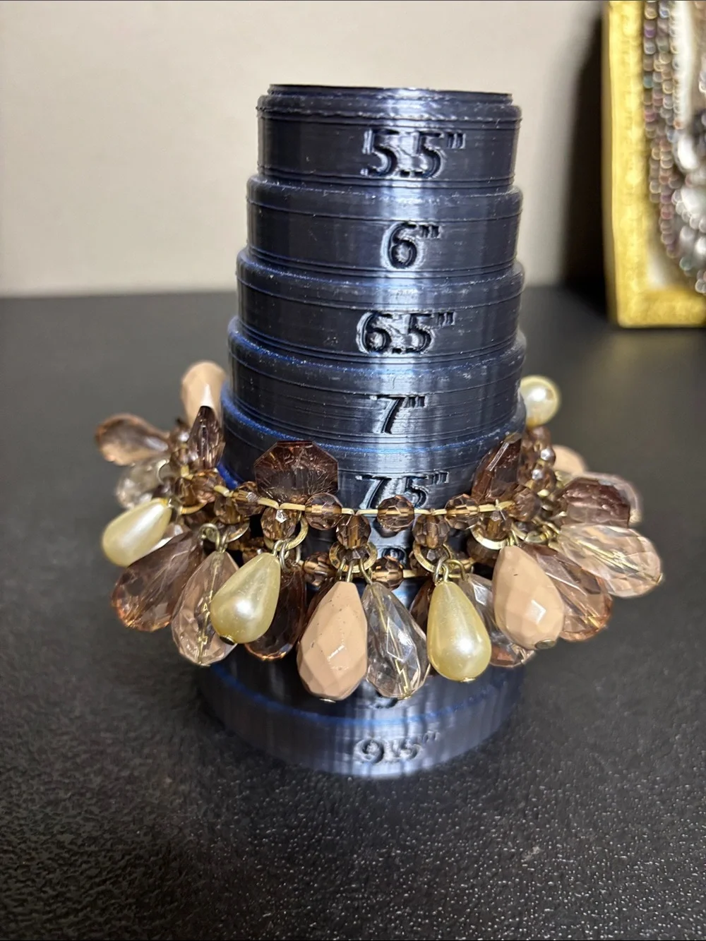 Beaded Teardrop Chacha Stretch Bracelet in Champagne and Nude Elegant